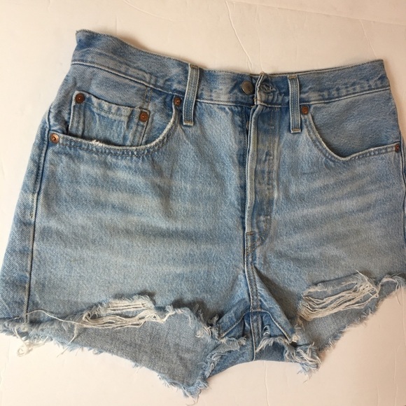 Levi’s Premium 501 High Rise Button Fly Denim Cutoff Jean Shorts - Picture 15 of 16